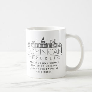 Taza De Café Línea de Skyline Estilizada de la República Domi