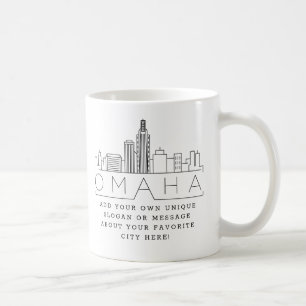 Taza De Café Línea de Skyline estilizada de Omaha   Personaliz
