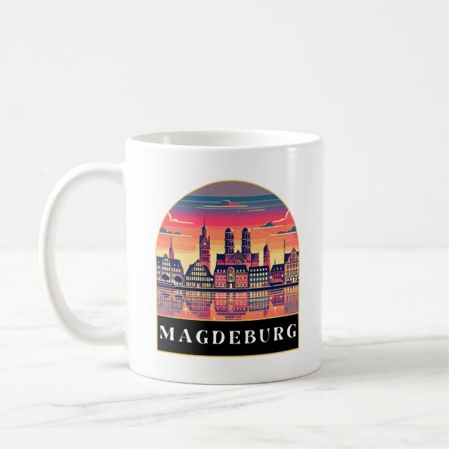 Taza De Café Línea de Skyline Retro Magdeburg (Izquierda)