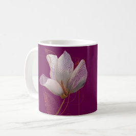 Taza De Café Línea dorada de magnolia blanca Magenta