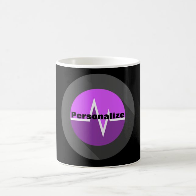 Taza De Café línea EKG médico Dr enfermero negro morado (Centro)