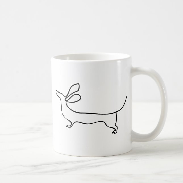 Taza De Café Línea ilustracion del Dachshund uno de los oídos (Derecha)