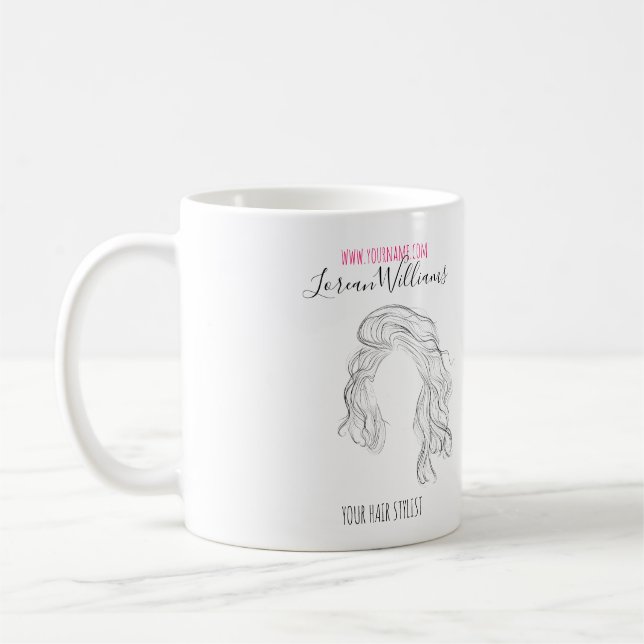 Taza De Café Línea minimalista Art Larga Wavy Natural Hair Styl (Izquierda)