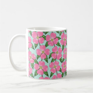 Taza De Café línea rosa de madera de dogwood florida dibujando