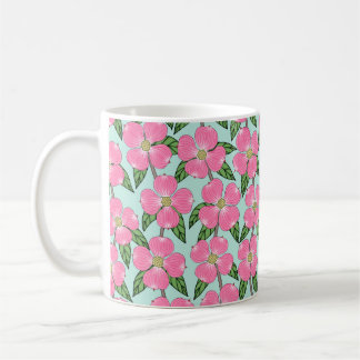 Taza De Café línea rosa de madera de dogwood florida dibujando 
