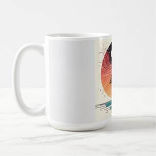 Taza De Café Línea Surreal Boho de la Luna y los Paraguas