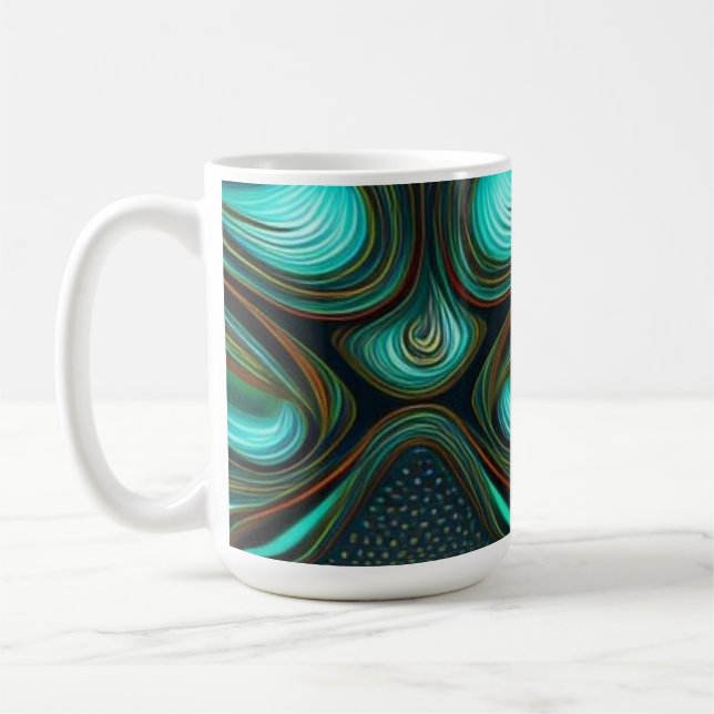 Taza De Café Líneas abstractas de arte turquesa de oro negro (Izquierda)