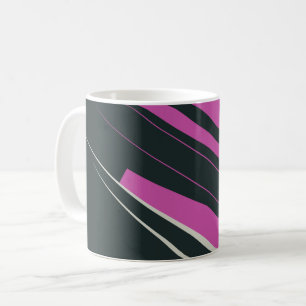 Taza De Café Líneas abstractas dinámicas en fucsia y negro