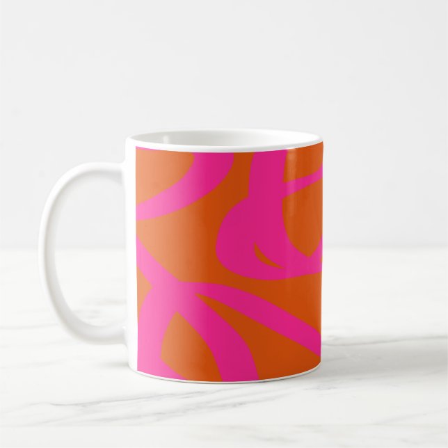 Taza De Café Líneas Abstractas Modernas De Mediados Del Siglo N (Izquierda)