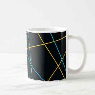 Taza De Café Líneas amarillas, azules, frescas, modernas, urban