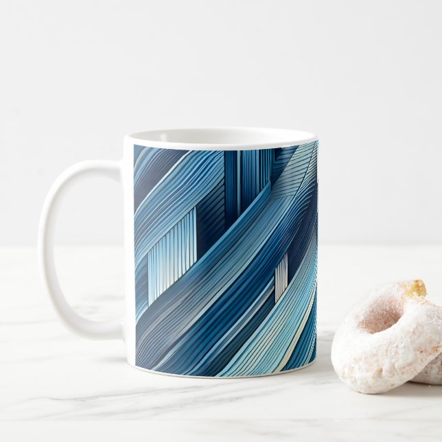 Taza De Café Líneas Azules de Movimiento (Con donut)