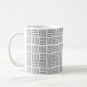 Taza De Café Líneas cuadradas modernas mínimas Patrón blanco y 
