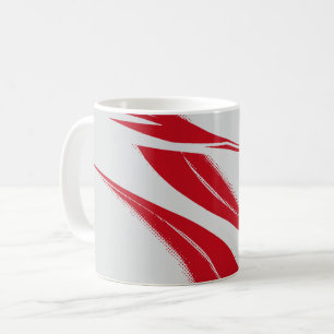 Taza De Café Líneas curvas rojas abstractas sobre fondo gris cl