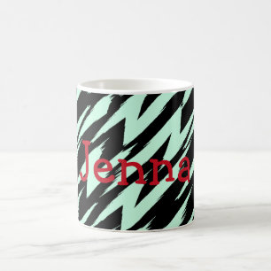 Taza De Café Líneas de Aero Azul y Negro Afilado