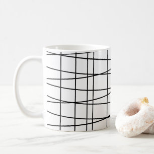 Taza De Café Líneas de cuadrícula en blanco y negro
