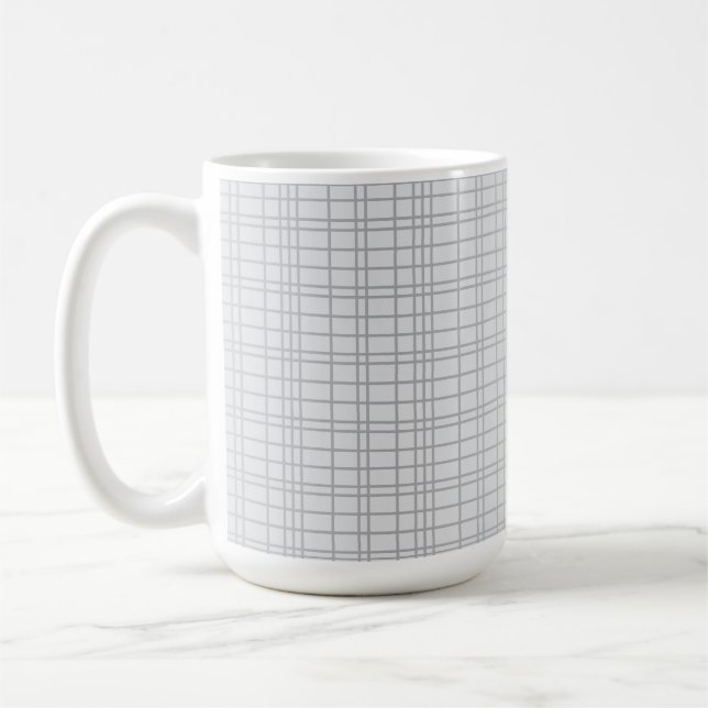 Taza De Café Líneas de cuadrícula grises, modernas, sencillas,  (Izquierda)