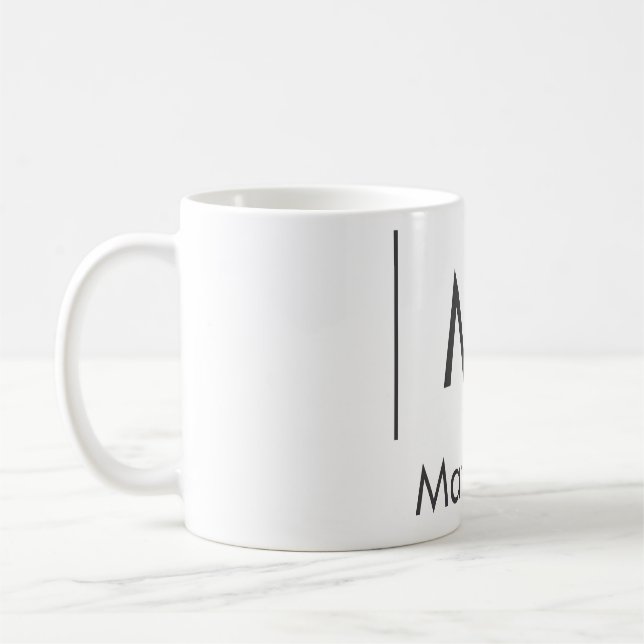 Taza De Café Líneas de hombre monograma simple y elegante nombr (Izquierda)