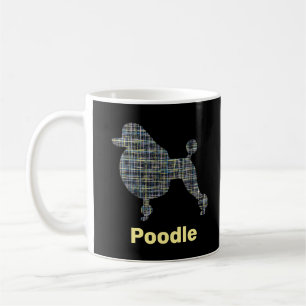 Taza De Café Líneas de la cuadrícula amarilla y azul del perro