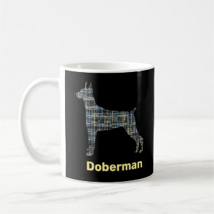 Taza De Café Líneas de la cuadrícula amarilla y negra del perro