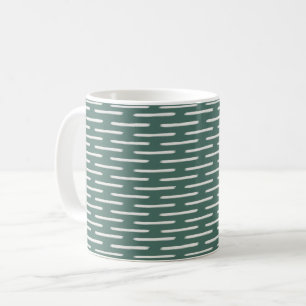 Taza De Café Líneas de marfil en turquesa gris oscuro