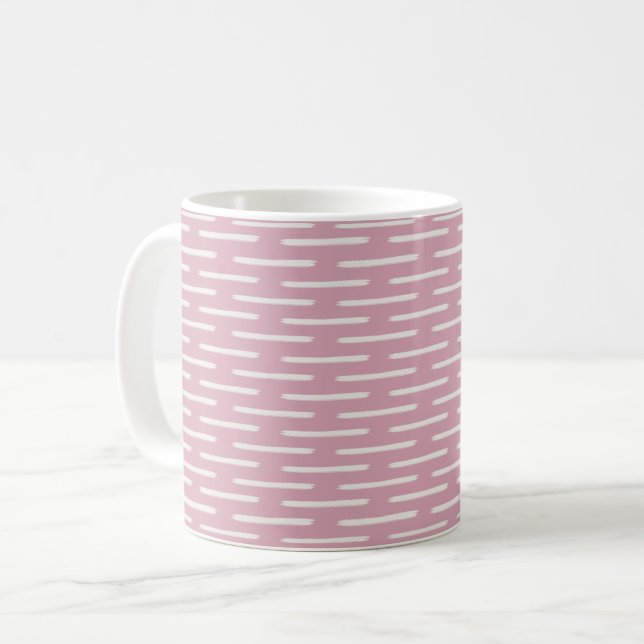 Taza De Café Líneas de marfil sobre rosa (Anverso izquierdo)