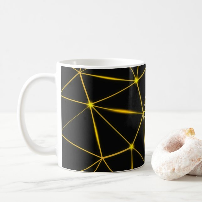 Taza De Café Líneas de oro de triángulos negros geométricos (Con donut)