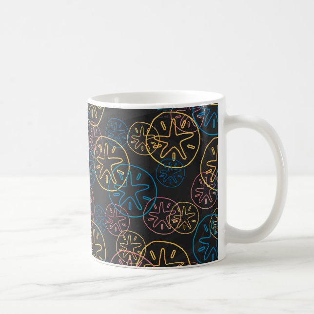 Taza De Café Líneas del dólar de arena rojo amarillo azul (Derecha)
