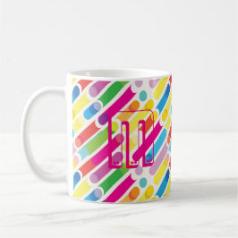 Taza De Café Líneas diagonales de arco iris monogramo Arte pop 