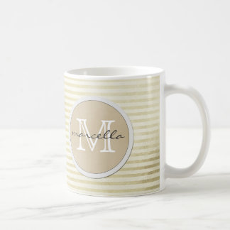 Taza De Café líneas doradas Bandas de fondo Monograma