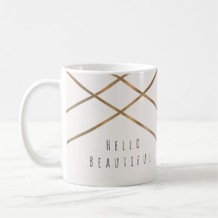 Taza De Café Líneas Doradas Glam Geométrico Moderno Hermoso Per