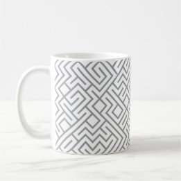 Taza De Café Líneas en Mosaico Generativas (Línea Gris) Únicas