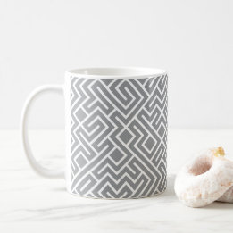 Taza De Café Líneas en mosaico generativas (relleno gris) Única