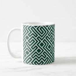 Taza De Café Líneas en mosaico generativas (relleno verde oscur