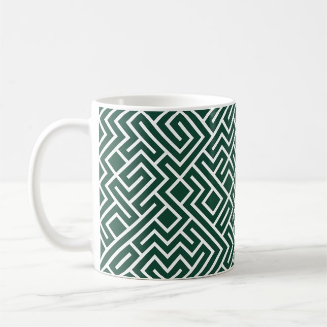 Taza De Café Líneas en mosaico generativas (relleno verde oscur (Izquierda)