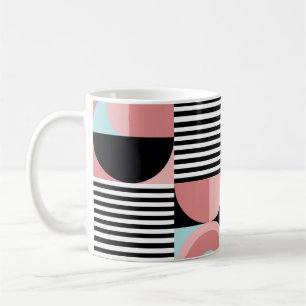 Taza De Café Líneas geométricas, mosaico de formas coloridas.