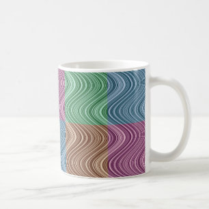 Taza De Café Líneas onduladas en azul/marrón/verde/púrpura