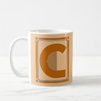 Taza De Café Líneas rectas art déco con el monograma, letra C