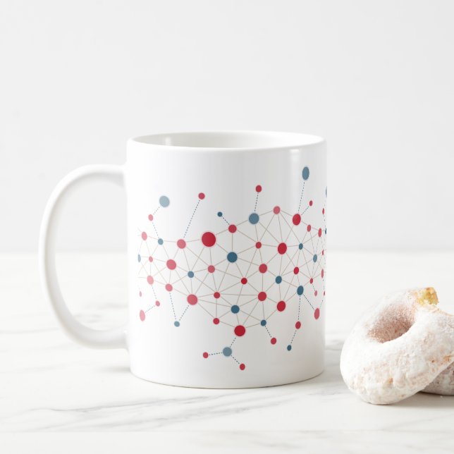 Taza De Café Líneas rojas y azules (Con donut)