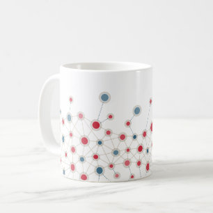 Taza De Café Líneas y puntos rojos y azules
