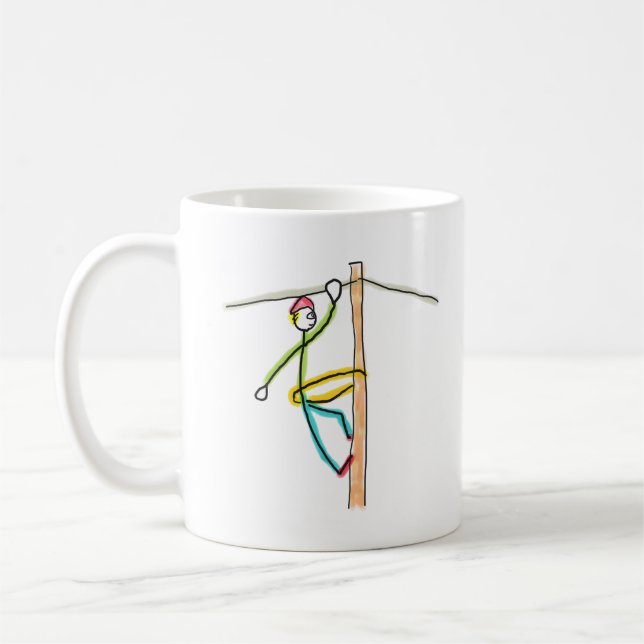 Taza De Café Lineman Stickman (Izquierda)