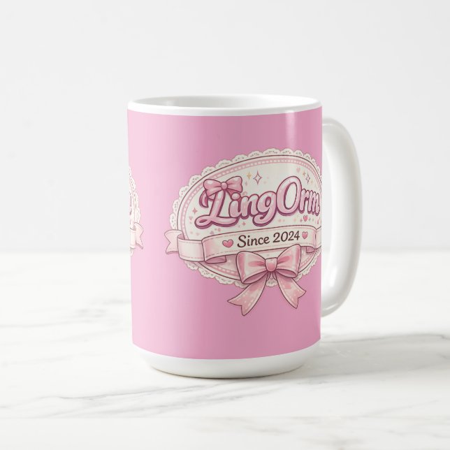 Taza De Café LingOrm Since 2024 Coquette Ribbon Badge (Anverso derecho)
