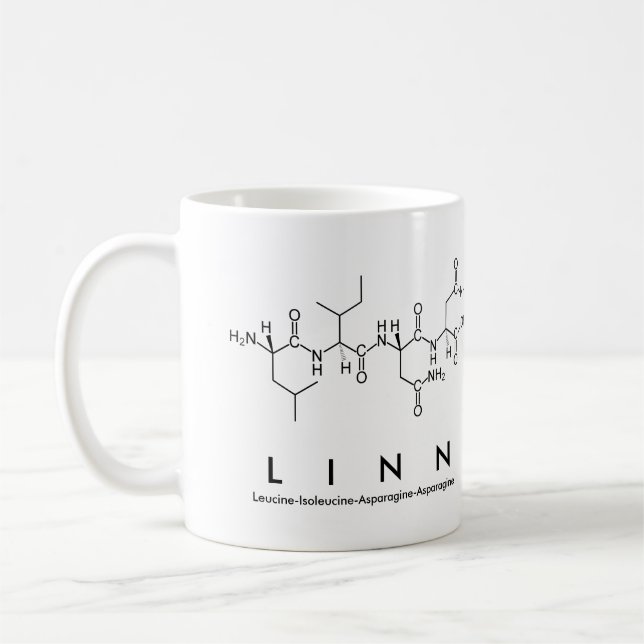 Taza De Café Linn peptide name mug (Izquierda)