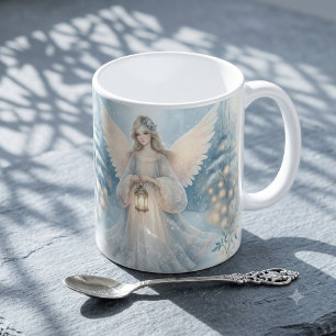 Taza De Café Linterna angelical celestial de invierno de gracia