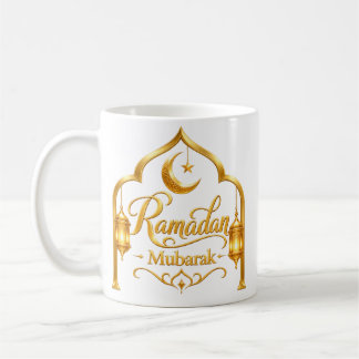 Taza De Café Linterna de Arco Dorado Ramadan Mubarak