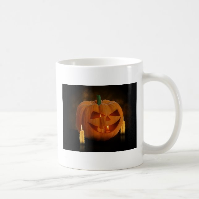 Taza De Café Linterna de calabaza de Halloween con velas (Derecha)