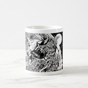 Taza De Café Linterna verde y la luna - blanco y negro