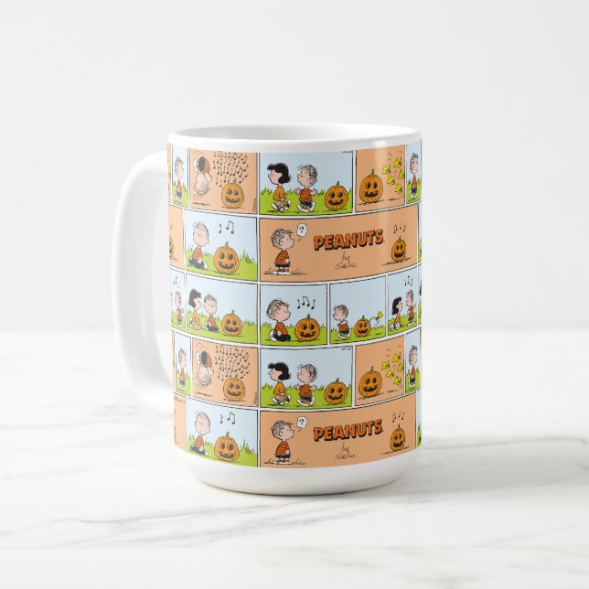 Taza De Café Linus & Lucy | Cantando Jack-O-Lantern (Anverso izquierdo)