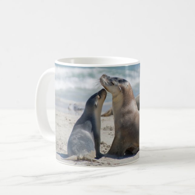 Taza De Café Lión marino australiano y cachorro (Anverso izquierdo)