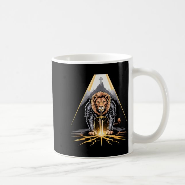 Taza De Café Lion Of Judah Sword And Cross Christian Warrior  (Derecha)