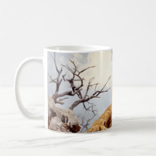 Taza De Café Lion Relajándose En El Árbol Trunk Animal Diversió